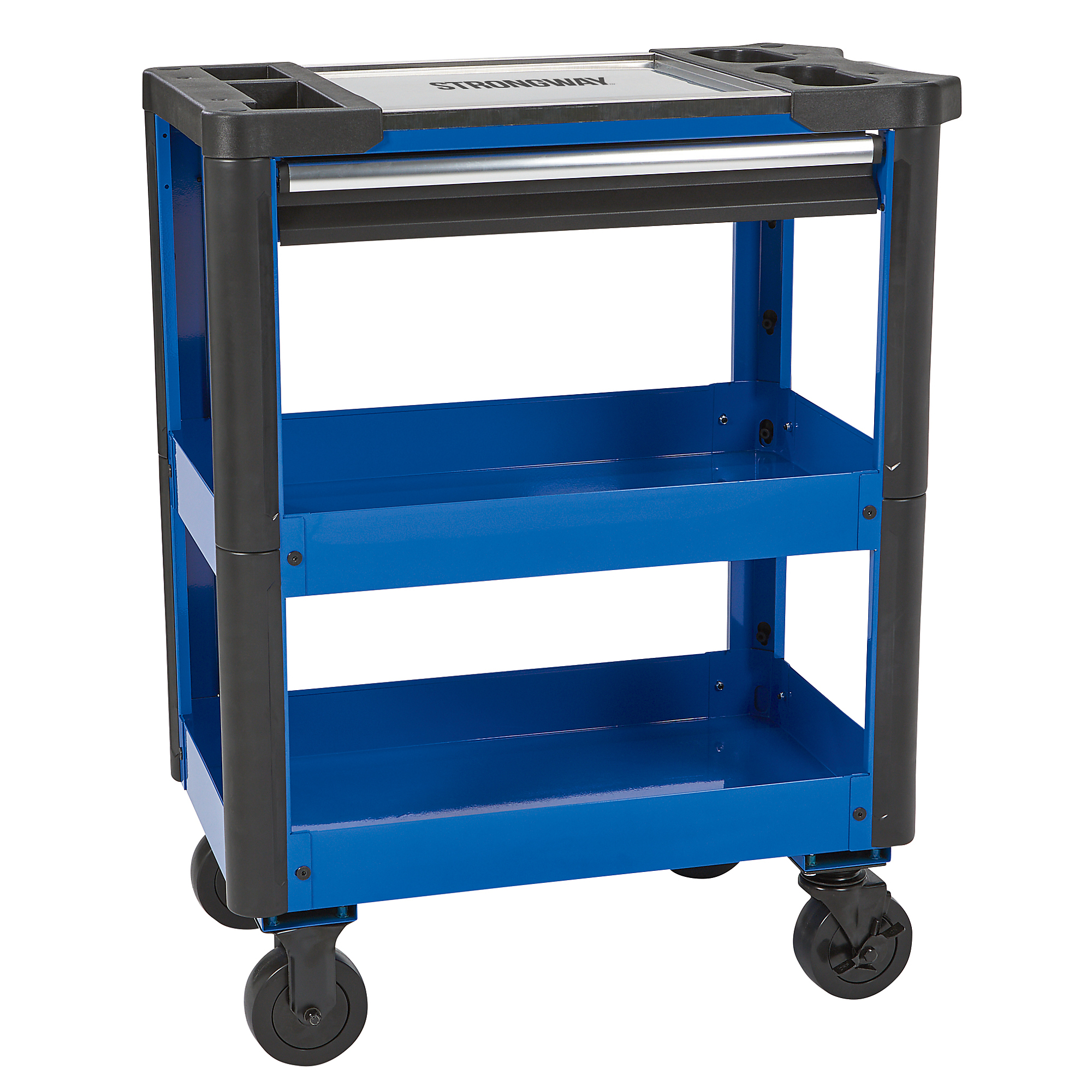 Strongway 3-Tier Tool Cart with Drawer, 880-Lb. Capacity, 5in. x 2in. Wheels, Stainless Steel Top